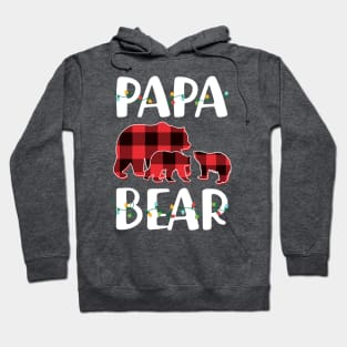 Papa Bear Red Plaid Christmas Pajama Matching Family Gift Hoodie